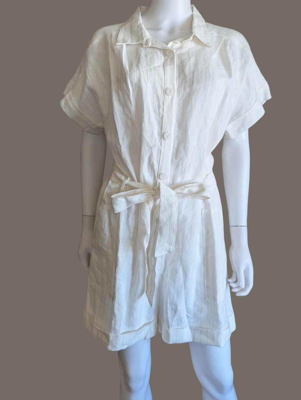 Everyday Ritual Gemma Romper in Casablanca Linen Jumpsuit - Picture 5 of 13